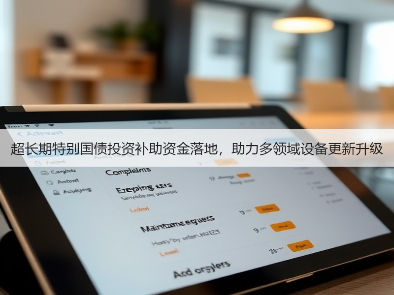 超长期特别国债投资补助资金落地，助力多领域设备更新升级