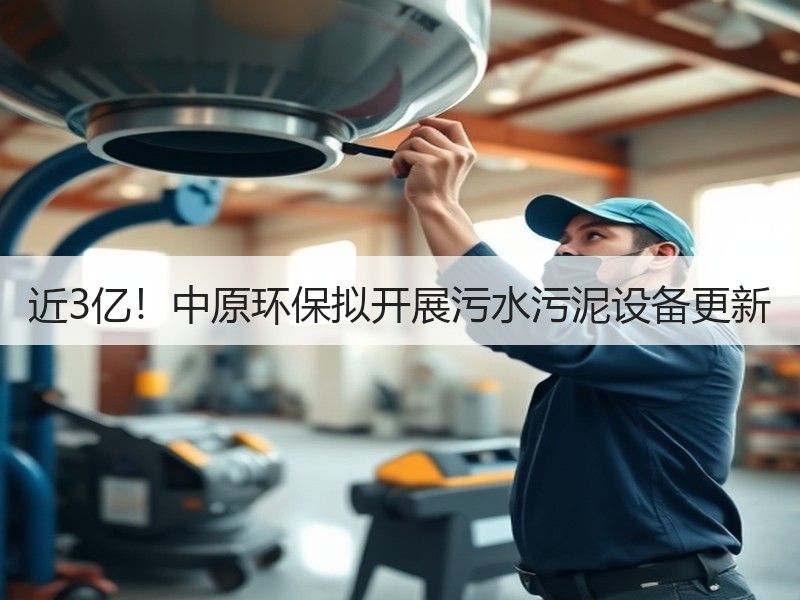 近3亿！中原环保拟开展污水污泥设备更新