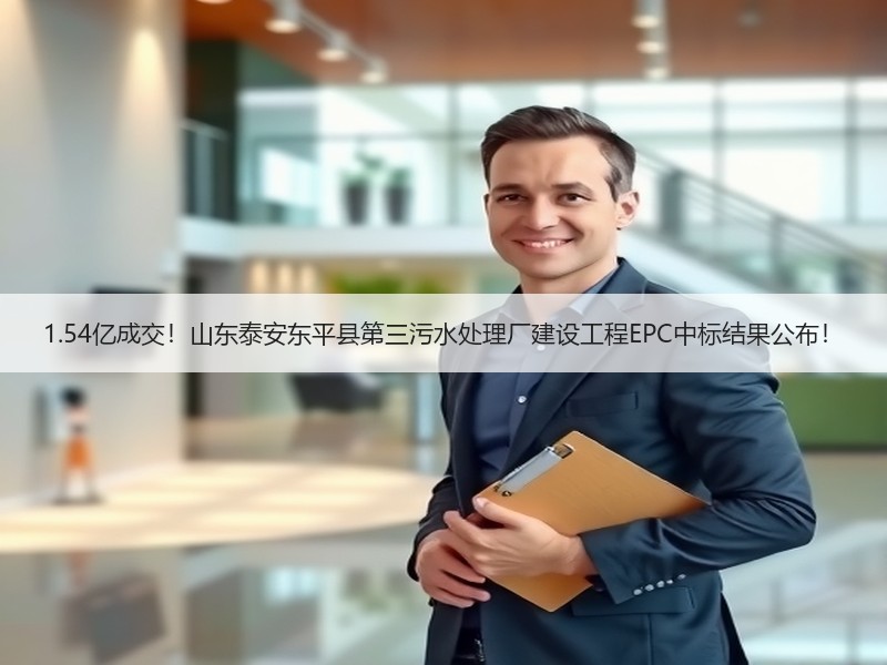1.54亿成交！山东泰安东平县第三污水处理厂建设工程EPC中标结果公布！