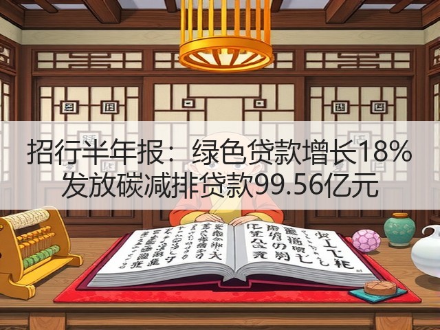 招行半年报：绿色贷款增长18% 发放碳减排贷款99.56亿元(图1)