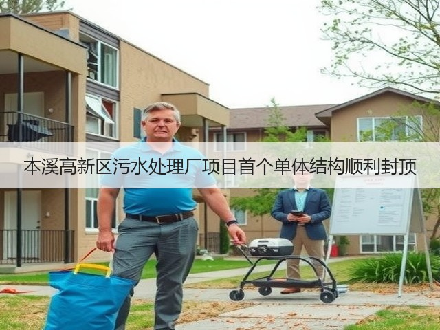 本溪高新区污水处理厂项目首个单体结构顺利封顶(图1)
