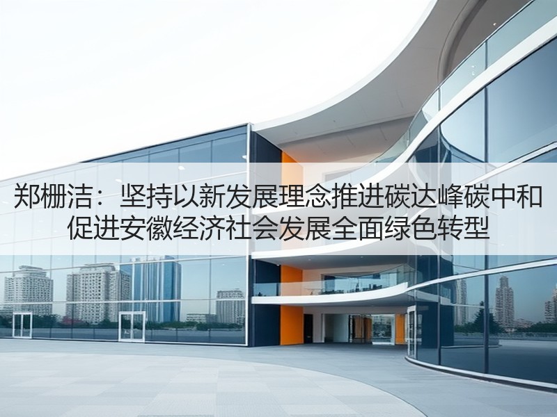 郑栅洁：坚持以新发展理念推进碳达峰碳中和 促进安徽经济社会发展全面绿色转型