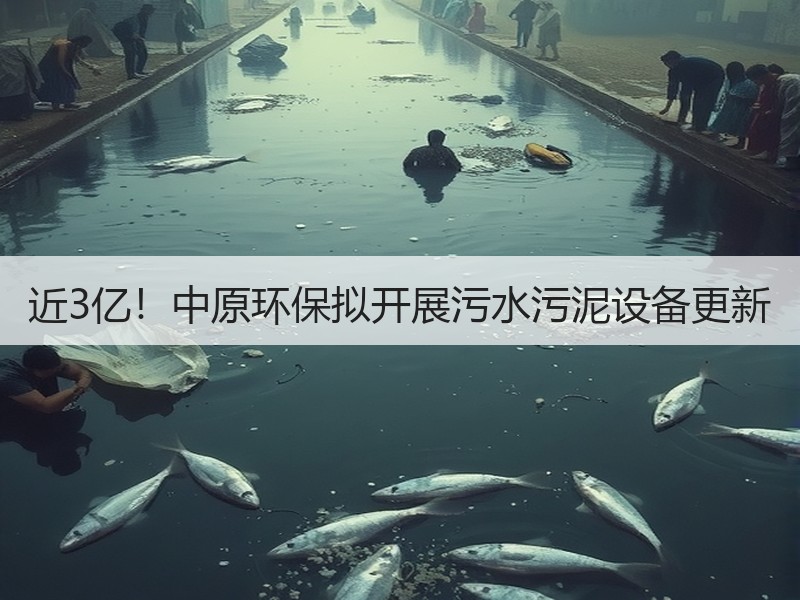 近3亿！中原环保拟开展污水污泥设备更新
