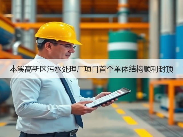 本溪高新区污水处理厂项目首个单体结构顺利封顶(图1)