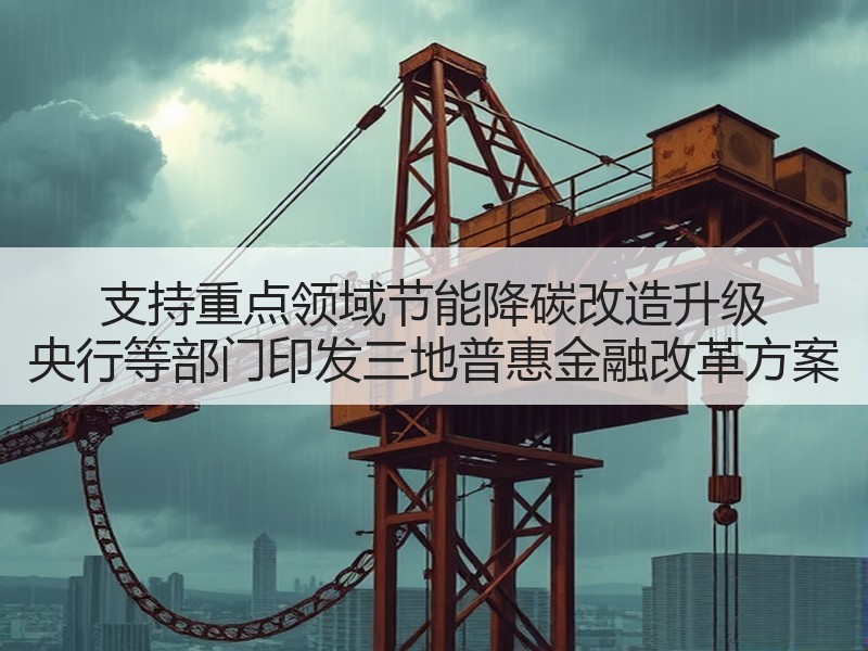 支持重点领域节能降碳改造升级 央行等部门印发三地普惠金融改革方案