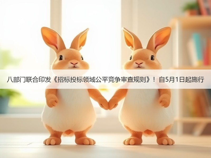 八部门联合印发《招标投标领域公平竞争审查规则》！自5月1日起施行